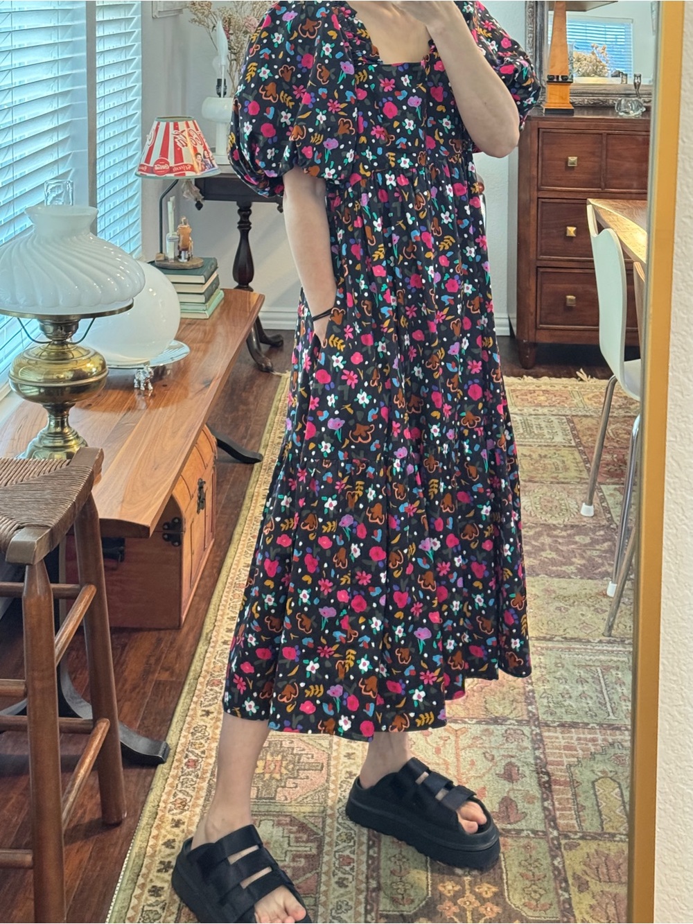Crosby by Mollie Burch Marigold Wildflower Puff Sleeve Pockets Dress Size S